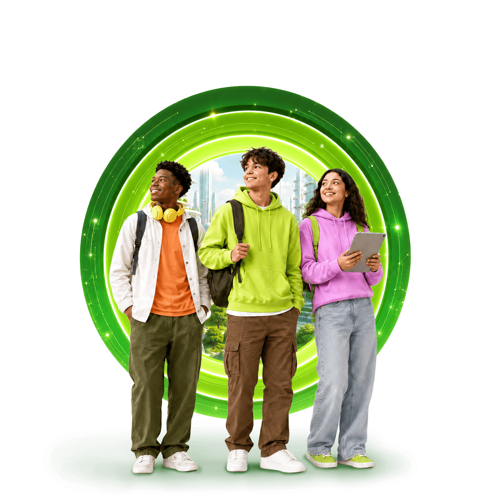 The Fuvia student portal, and students working on their projects